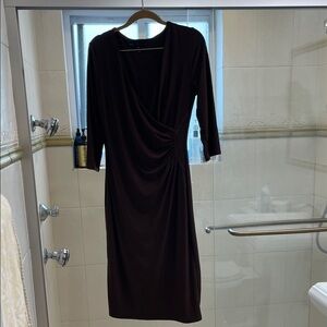 White House Black Market Deep Brown Long Sleeve Dress